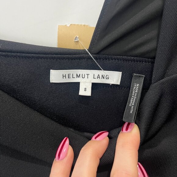 $495 Helmut Lang Black Wool Asymmetric Scuba Cut-Out Dress size 8 - Picture 8 of 9